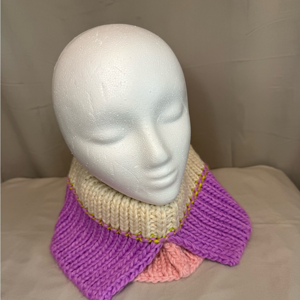 Purple Cream Pink Stripe Striped Infinity Winter Scarf Collar NWT reversible - Picture 8 of 9